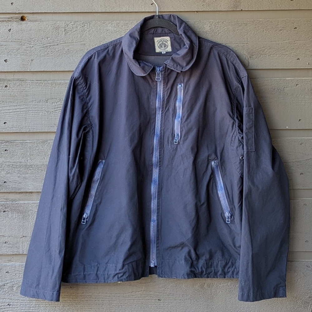 North Sea Clothing London Navy Blue Waxed Cotton Jacket Size 42 Large